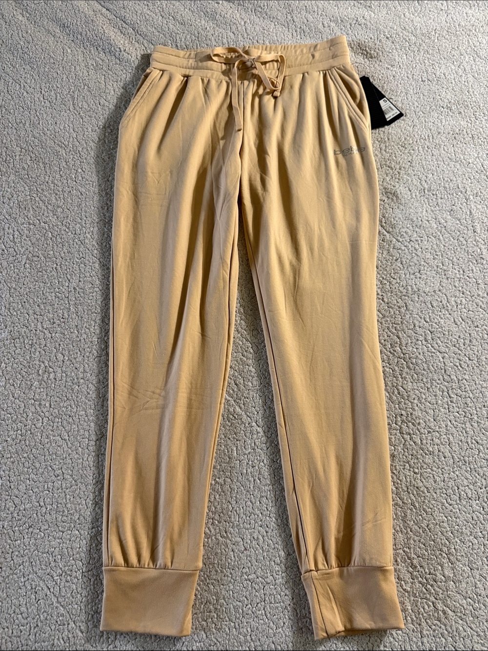 bebe Women's Ginger Root Foil Peached Fleece Jogger Pants Small New